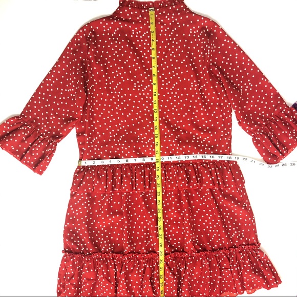 Polka Dot Long Sleeve V-neck Ruffled Dress - Picture 8 of 8